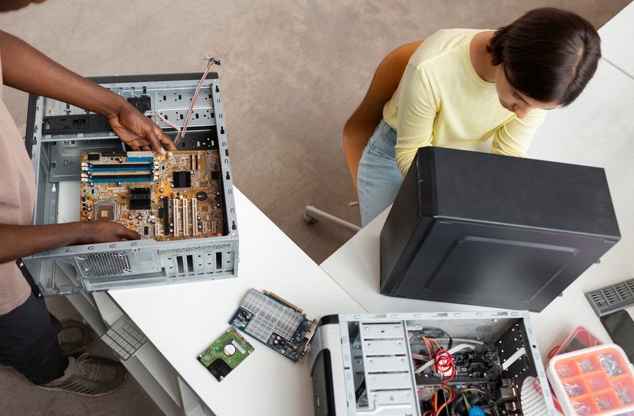 Tecnico informatico che supporta una piccola impresa, simbolo dell’assistenza IT preventiva per le PMI.